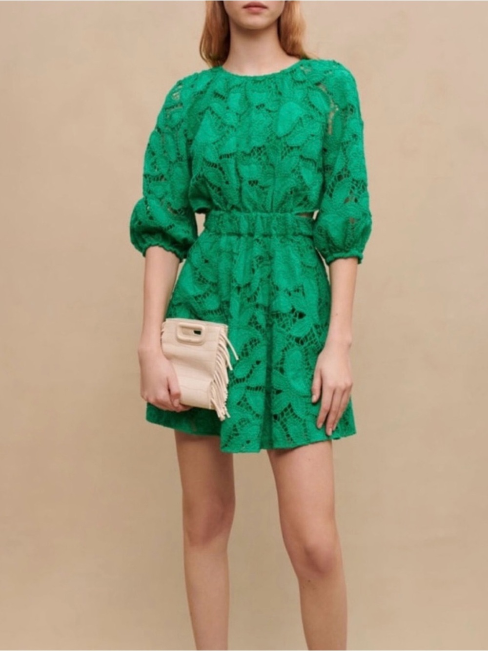 Maje Green Lace Mini Dress